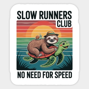 Lazy Sloth Snail Riding Turtle Slow Runners Club Sticker